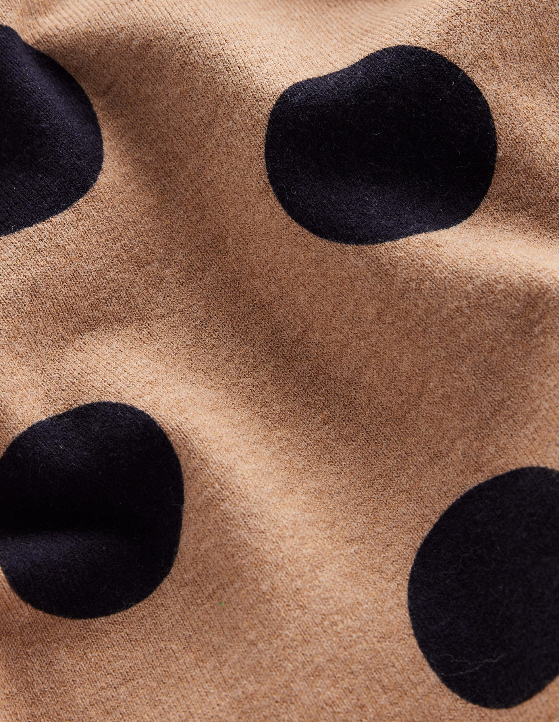 Catriona Cotton Crew Jumper-Camel Melange, Abstract Dot-8