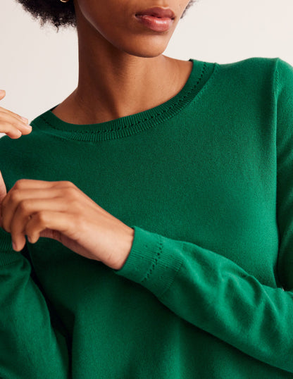 Catriona Cotton Crew Jumper-Malachite Green