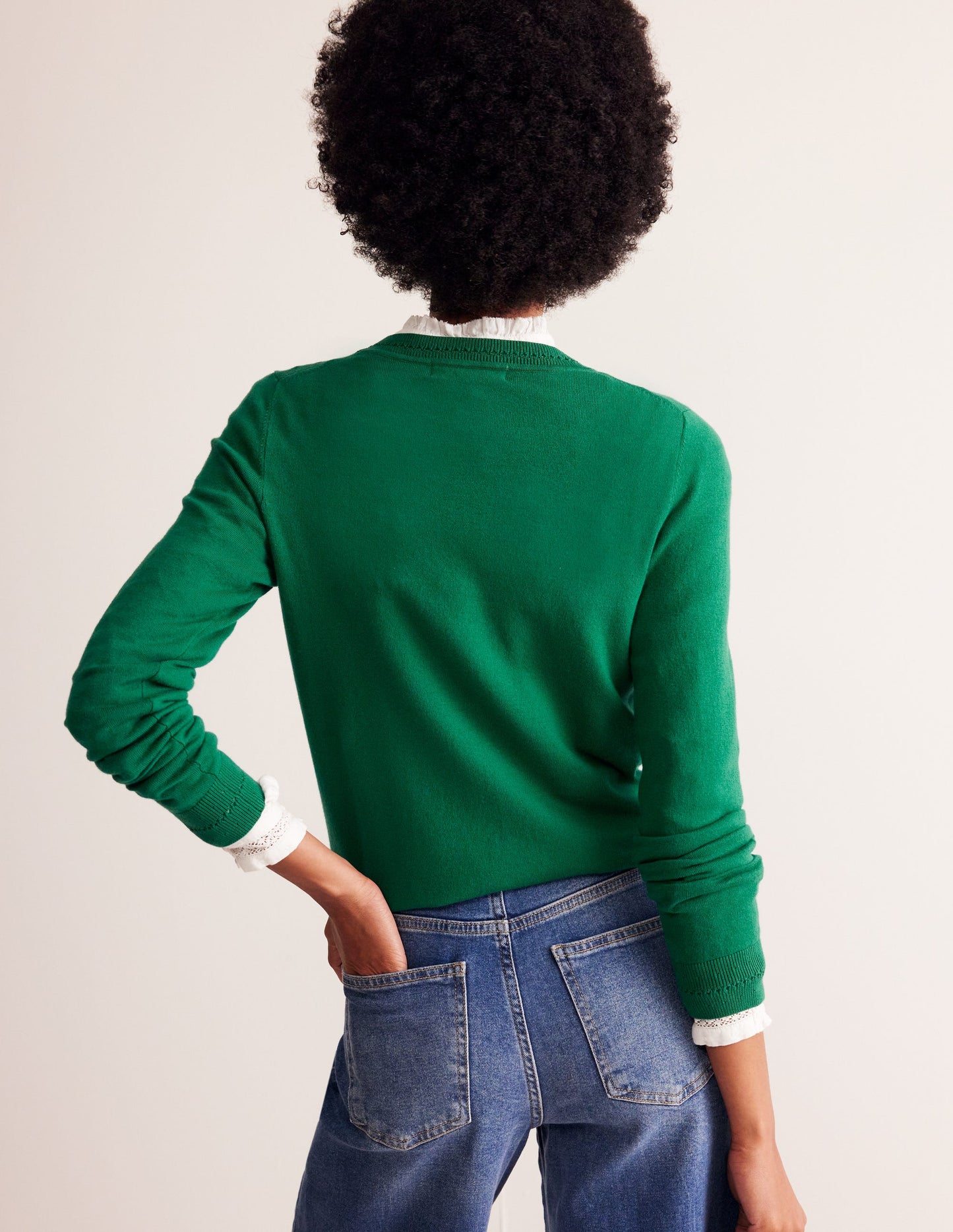 Catriona Cotton Crew Jumper-Malachite Green