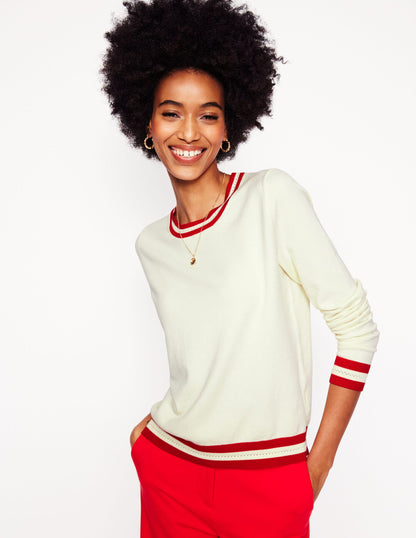 Catriona Cotton Crew Jumper-Warm Ivory