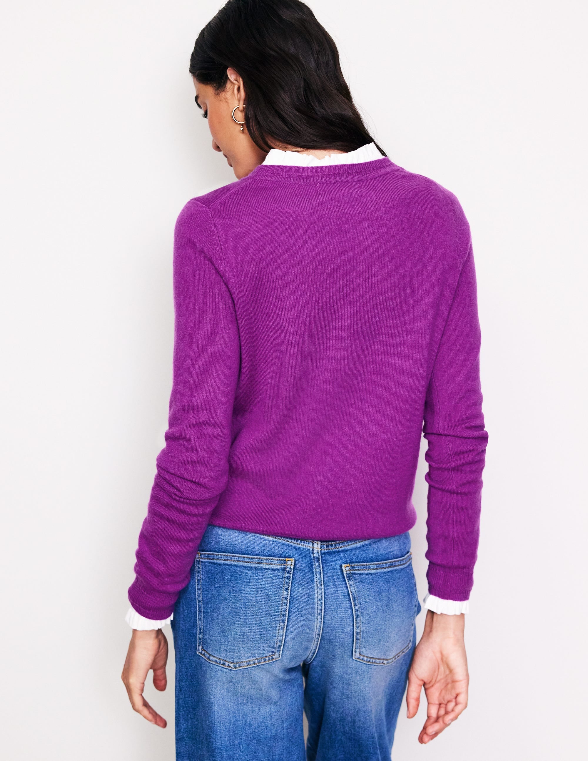 Eva Cashmere Crew Neck Jumper-Regal Purple - Image 3