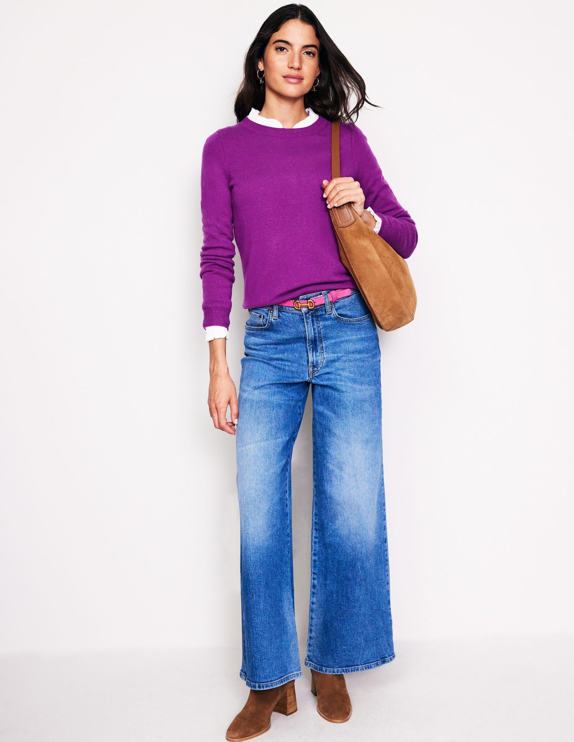 Eva Cashmere Crew Neck Jumper-Regal Purple-4