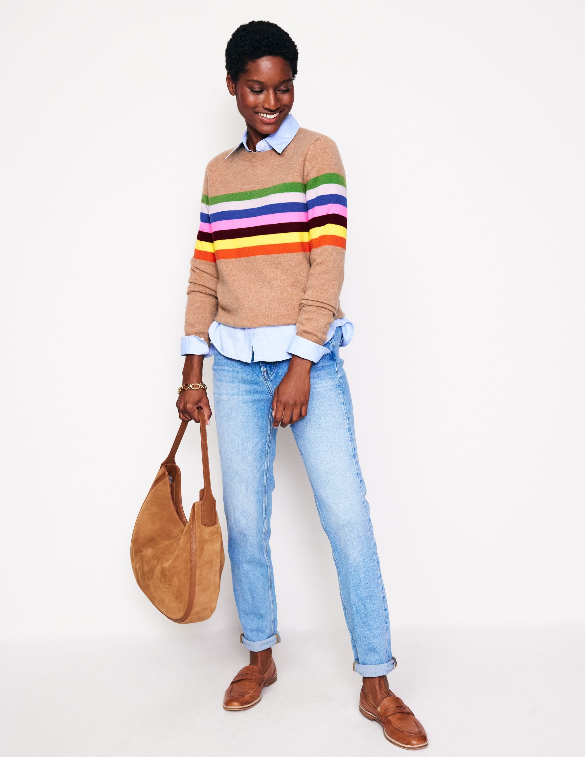 Eva Cashmere Crew Neck Jumper-Chinchilla Melange - Image 4