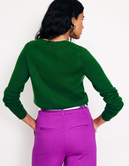 Eva Cashmere Crew Neck Jumper-Pine Green