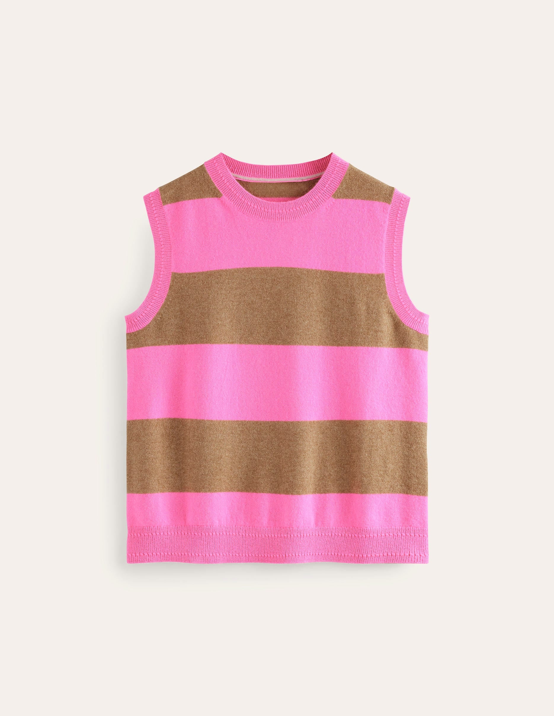 Eva Cashmere Tank-Camel Melange/ Fluro Pink - Image 9
