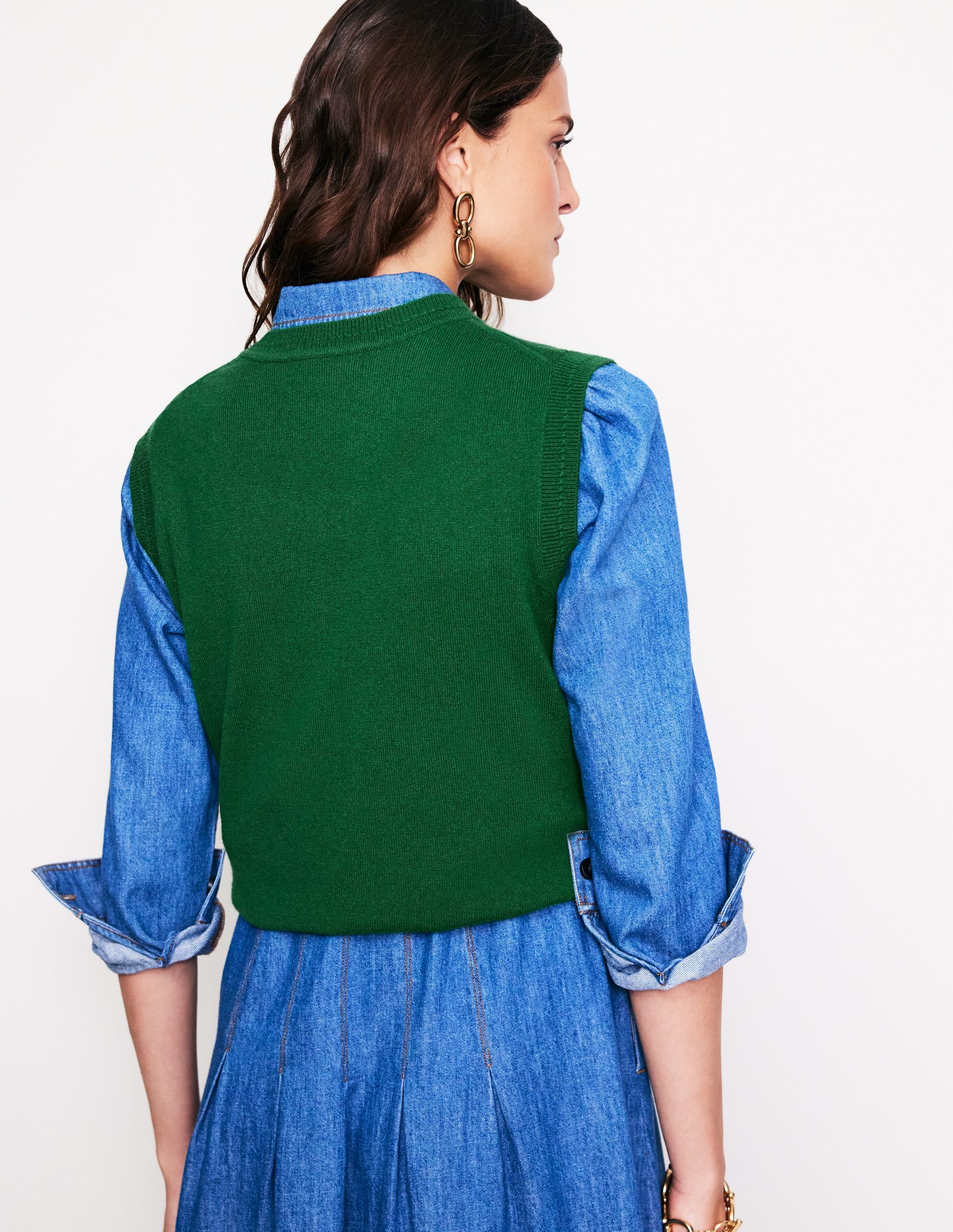 Eva Cashmere Tank-Pine Green - Image 3