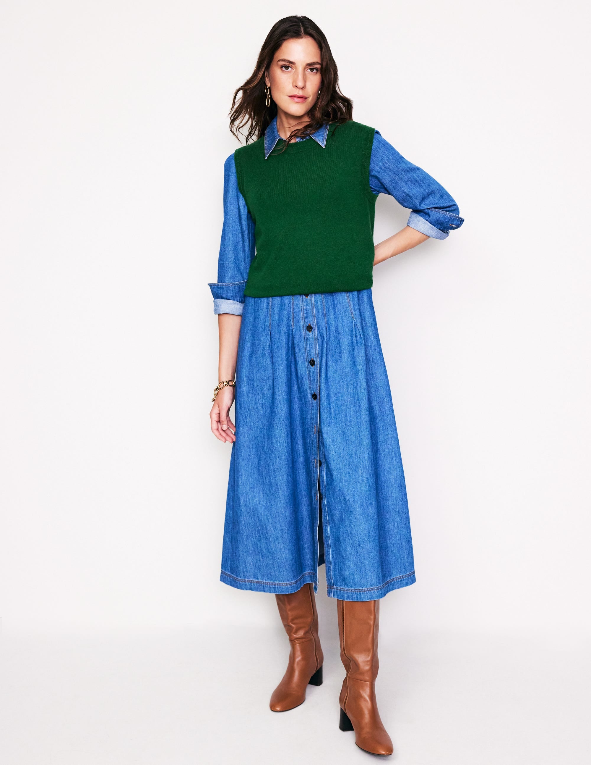 Eva Cashmere Tank-Pine Green - Image 4