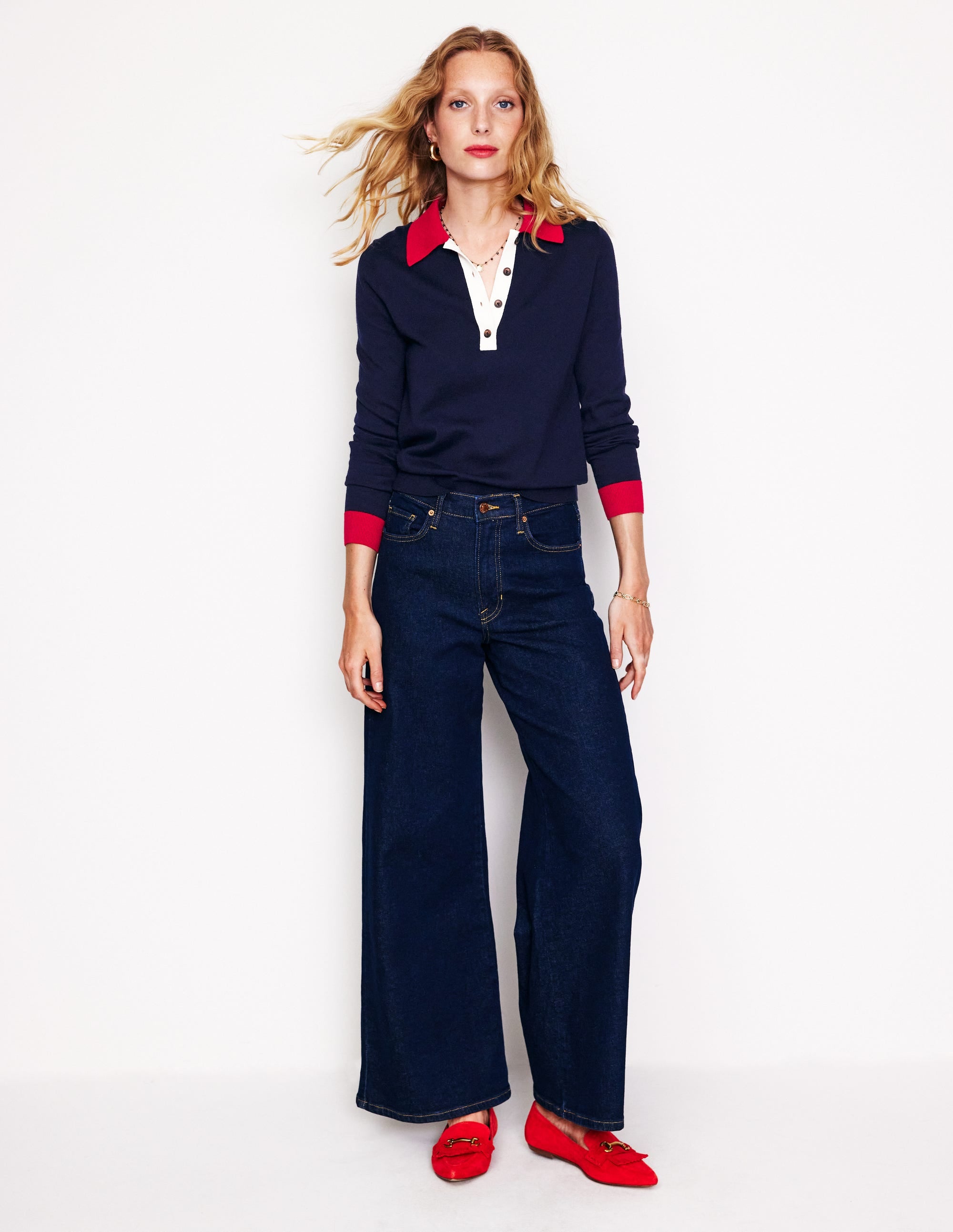 Estelle Henley Jumper-Navy - Image 4