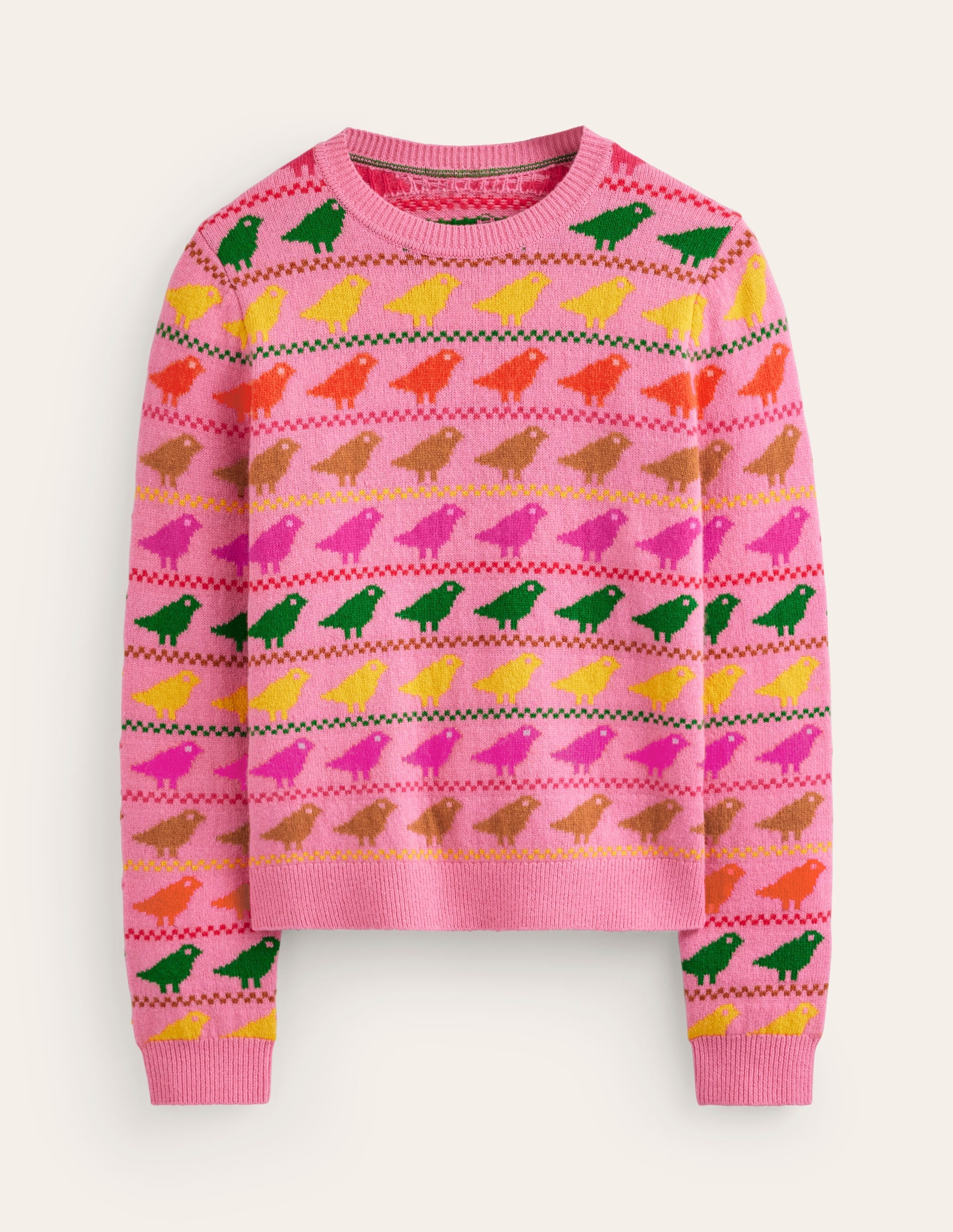 Edie Fair Isle Jumper-Pink Birds - Image 8