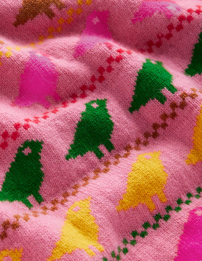 Edie Fair Isle Jumper-Pink Birds-9