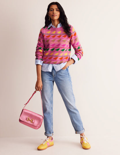 Edie Fair Isle Jumper-Pink Birds-4