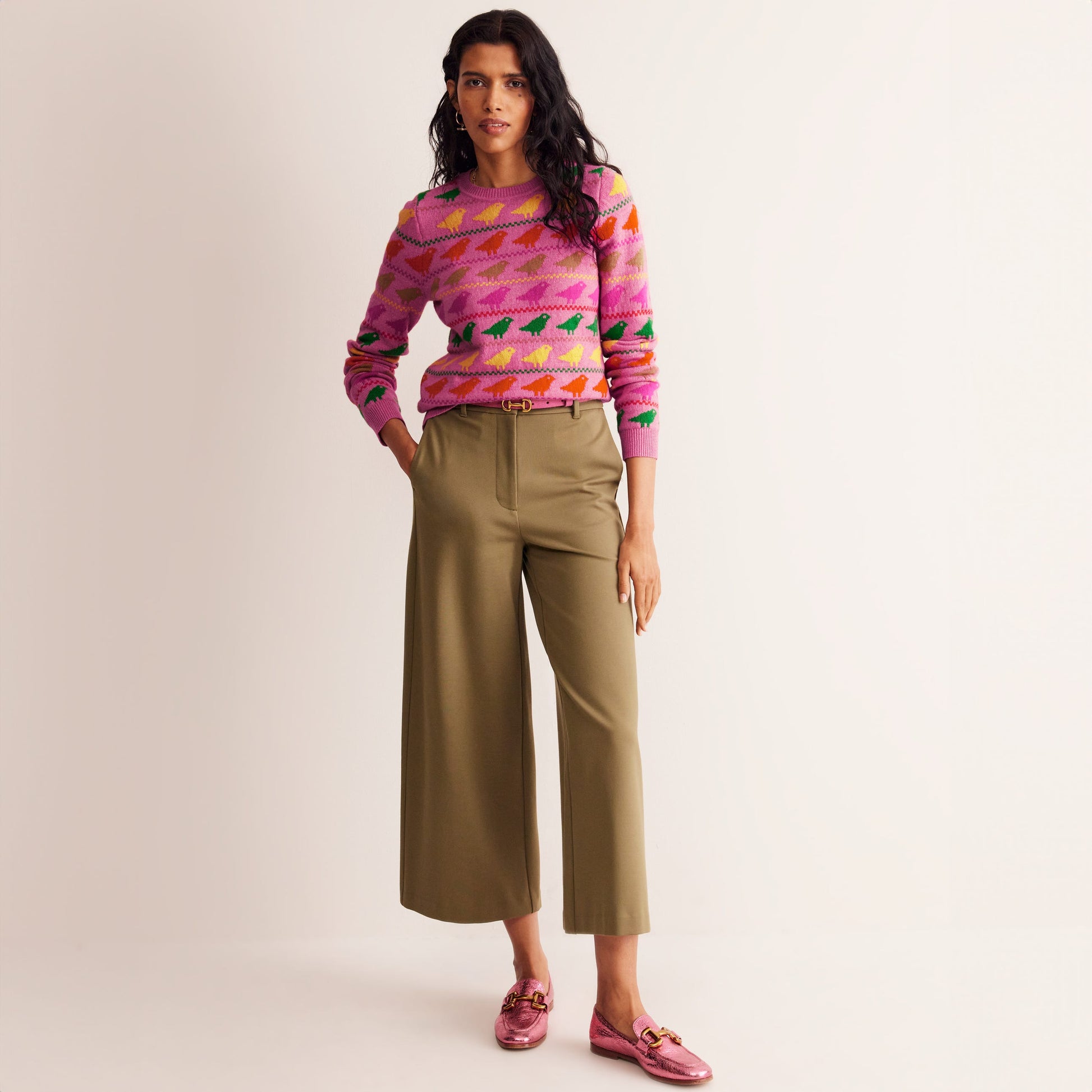 Edie Fair Isle Jumper-Pink Birds-5