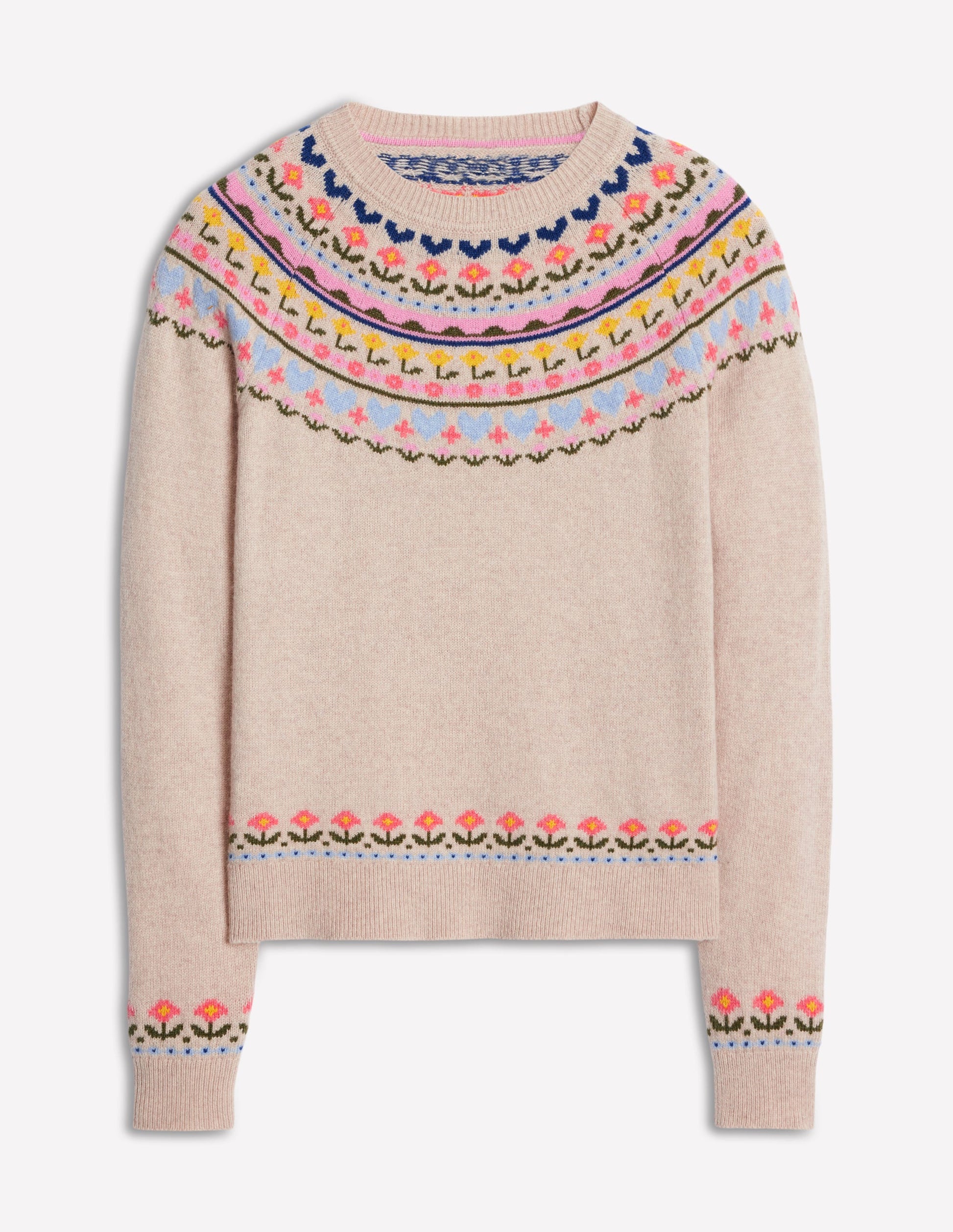 Edie Fair Isle Jumper-Oatmeal Melange, Heart Flower-9
