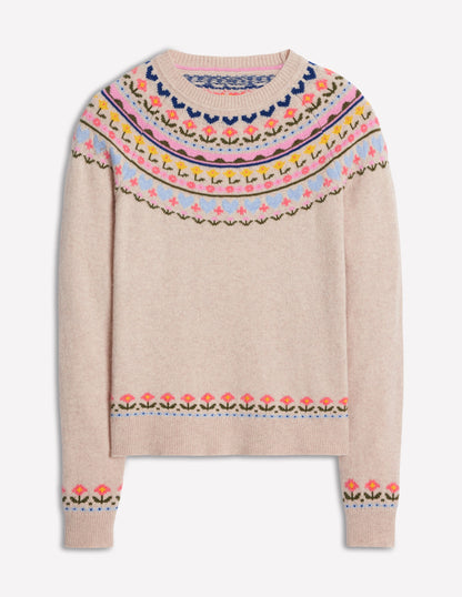 Edie Fair Isle Jumper-Oatmeal Melange, Heart Flower-9