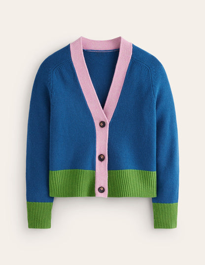 Olivia Merino Cardigan-Sapphire Blue