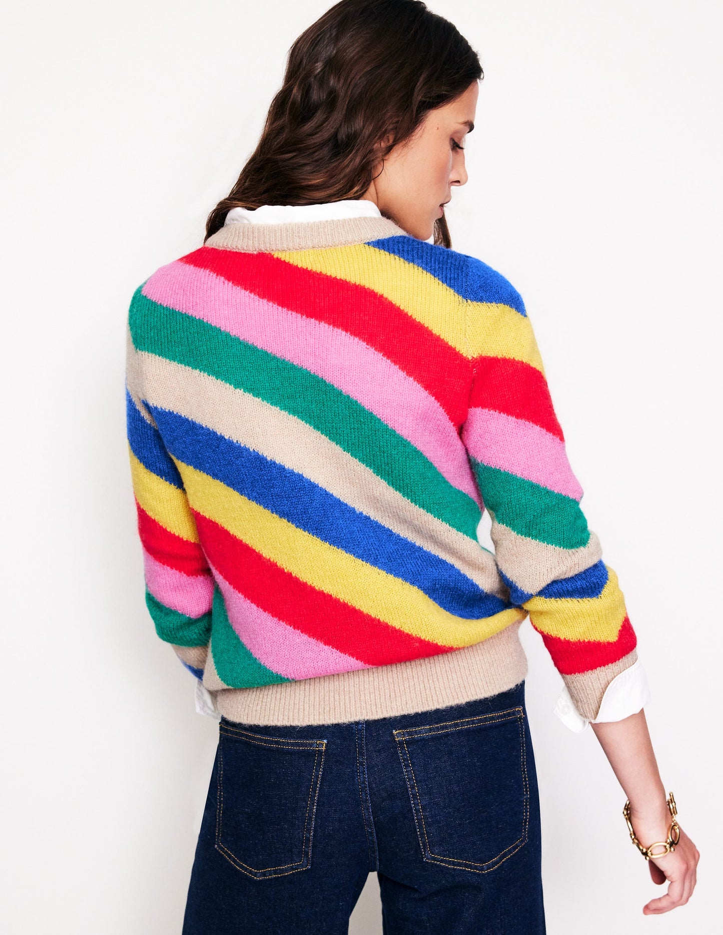 Fluffy Diagonal Stripe Jumper-Multi, Rainbow