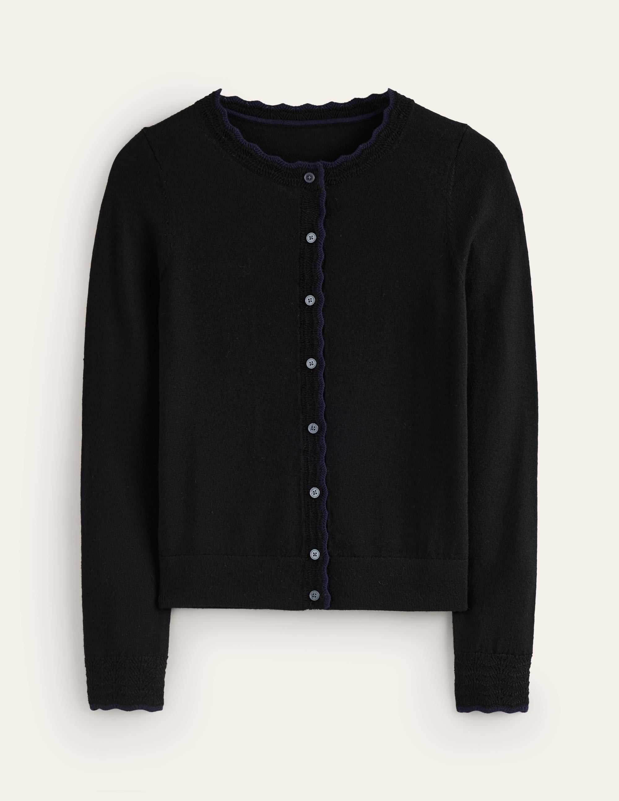 Merino Scallop Cardigan-Black - Image 5