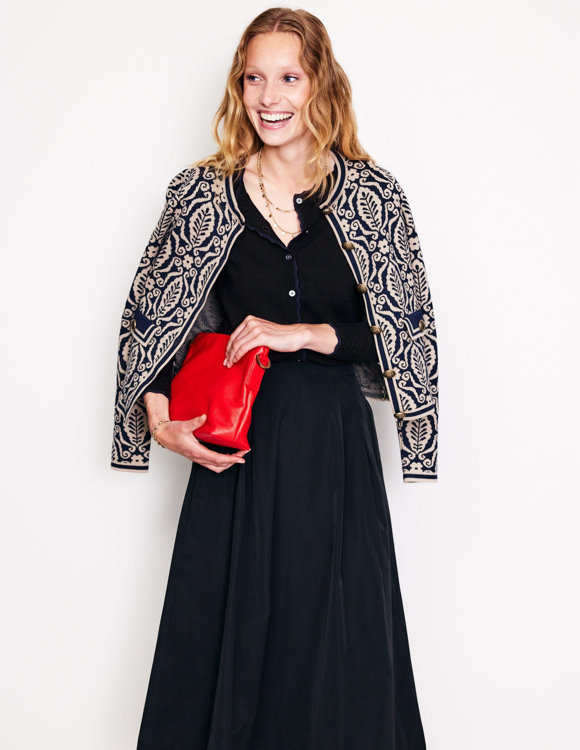 Merino Scallop Cardigan-Black - Image 1