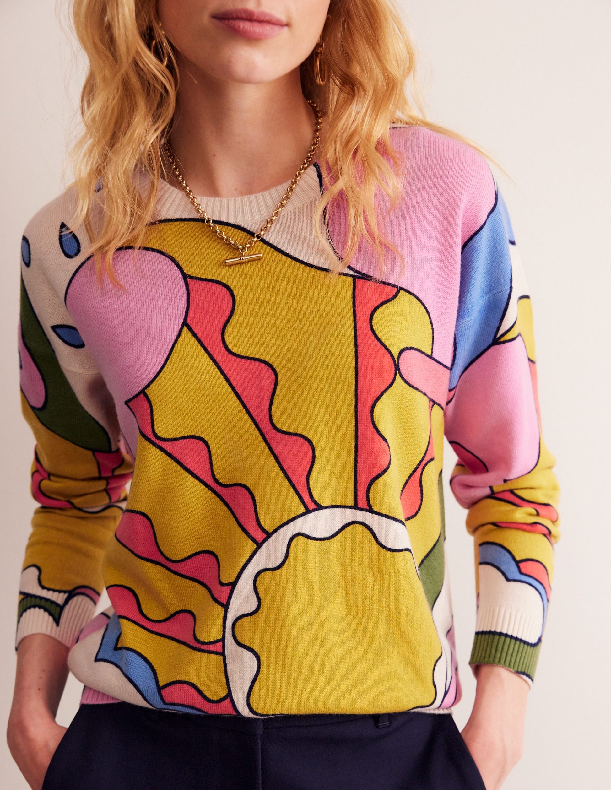 Lydia Cashmere Jumper-Multi, Sunshine-2