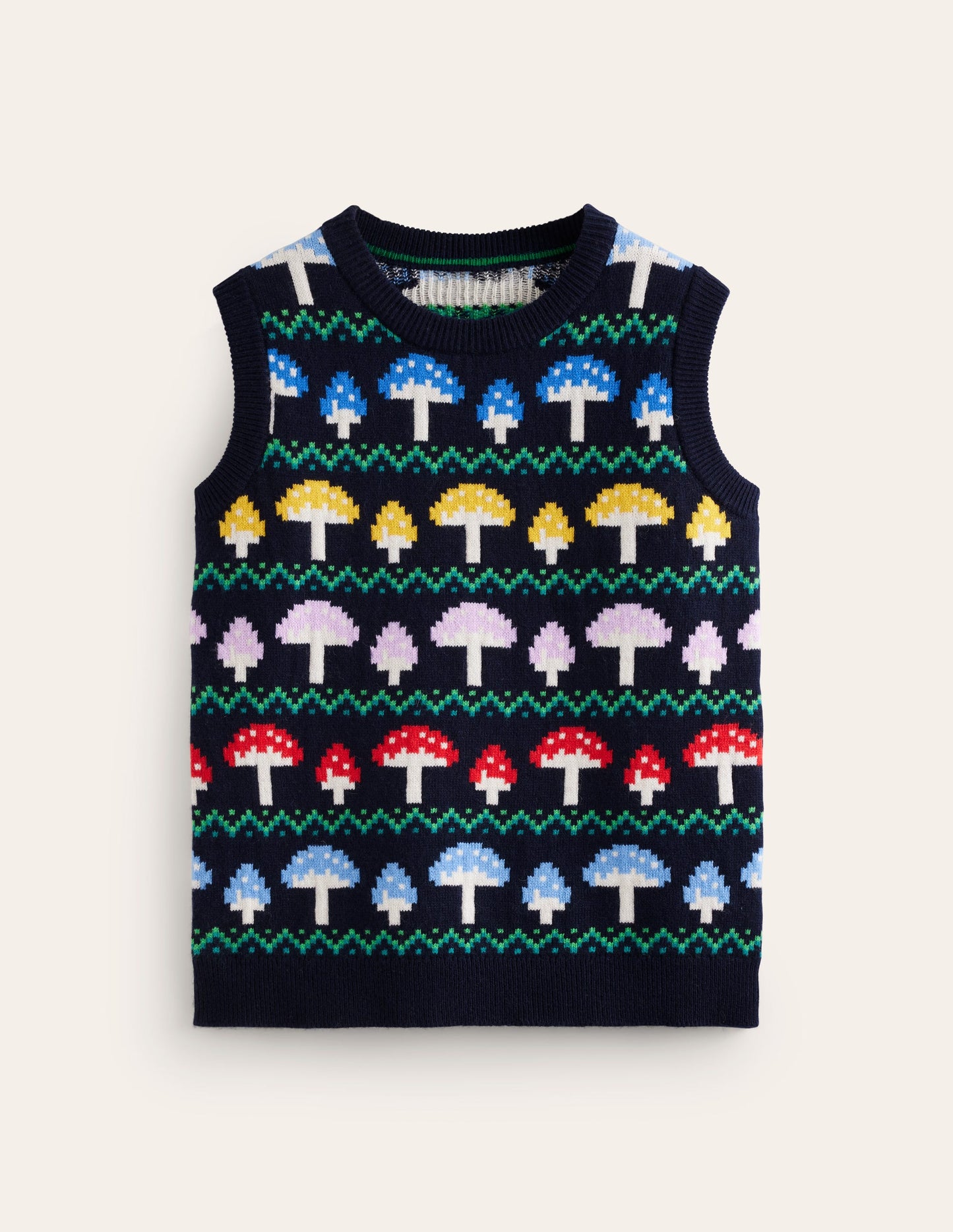 Edie Fair Isle Tank-Navy Mushroom