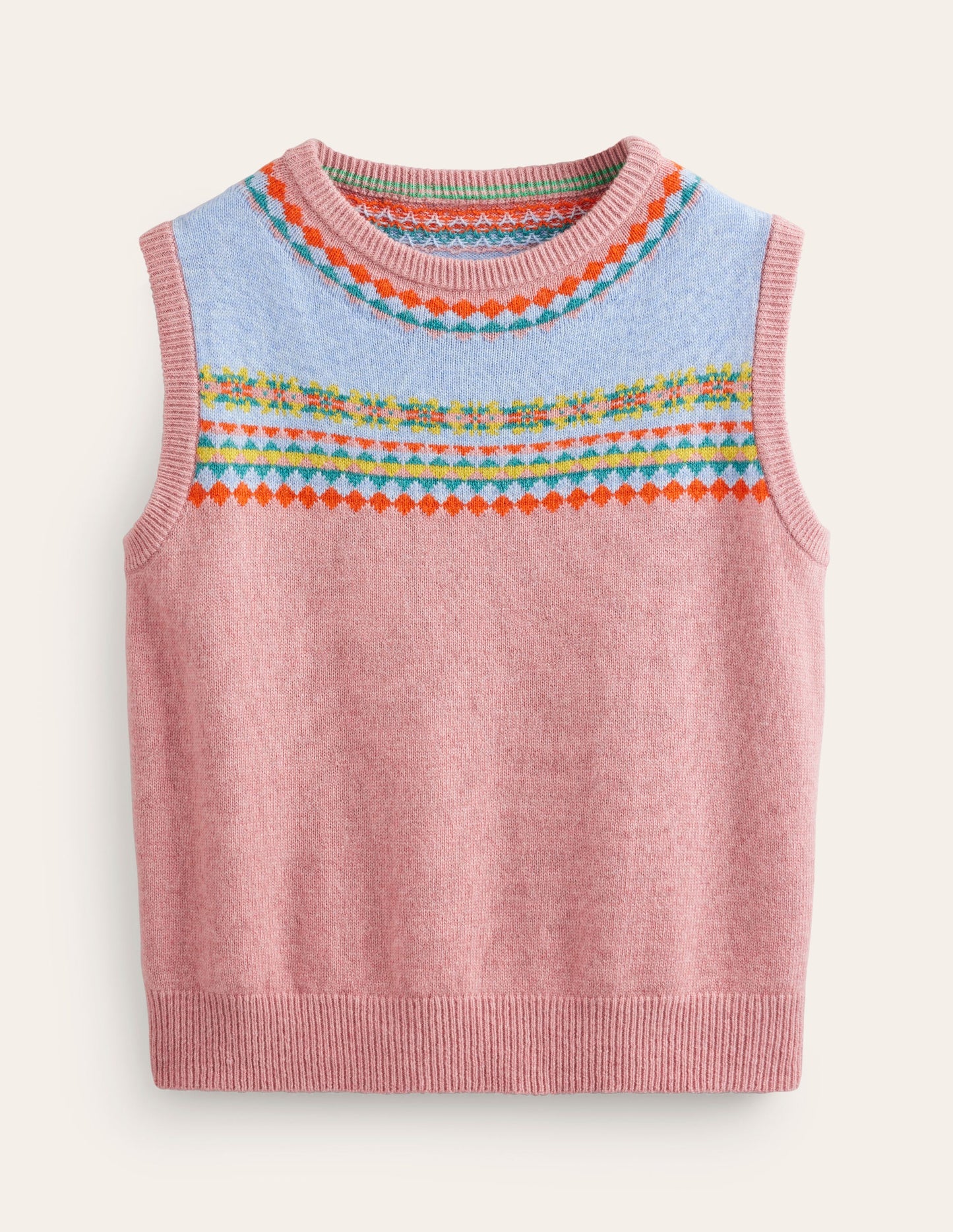 Edie Fair Isle Tank-Pink Fair Isle
