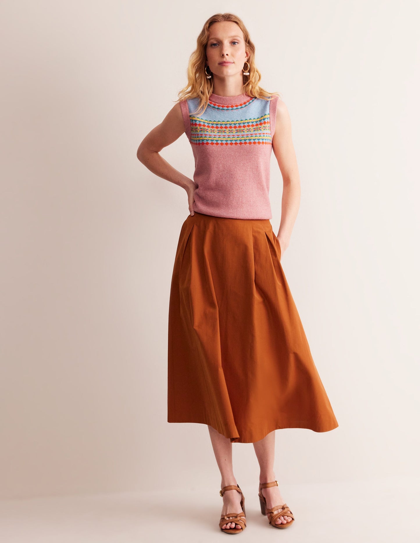 Edie Fair Isle Tank-Pink Fair Isle