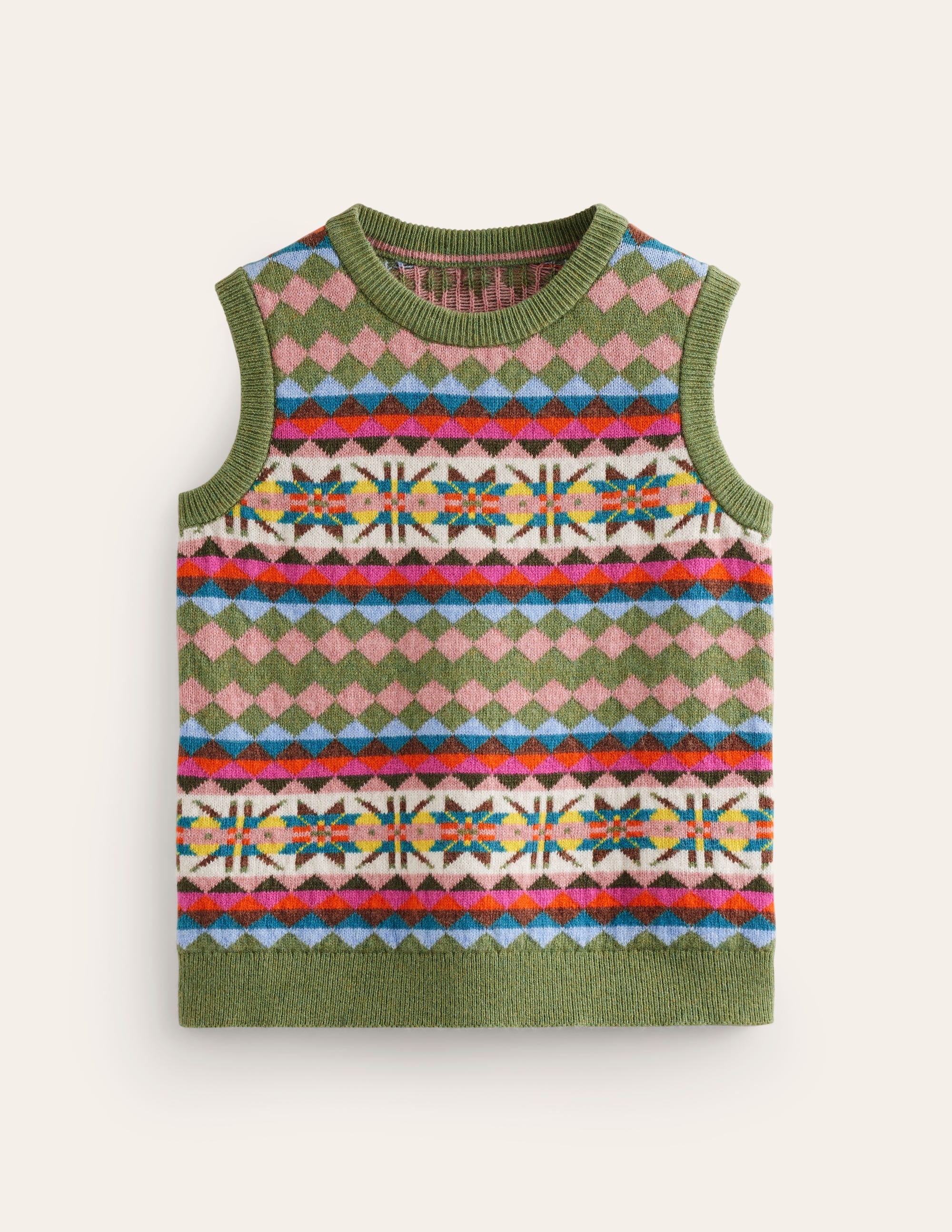 Edie Fair Isle Tank-Green Heritage Fair Isle - Image 9