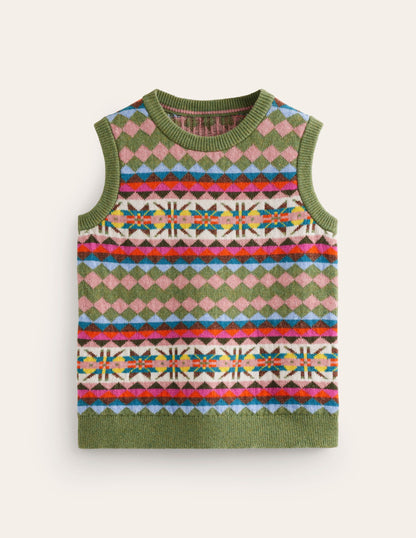 Edie Fair Isle Tank-Green Heritage Fair Isle-9