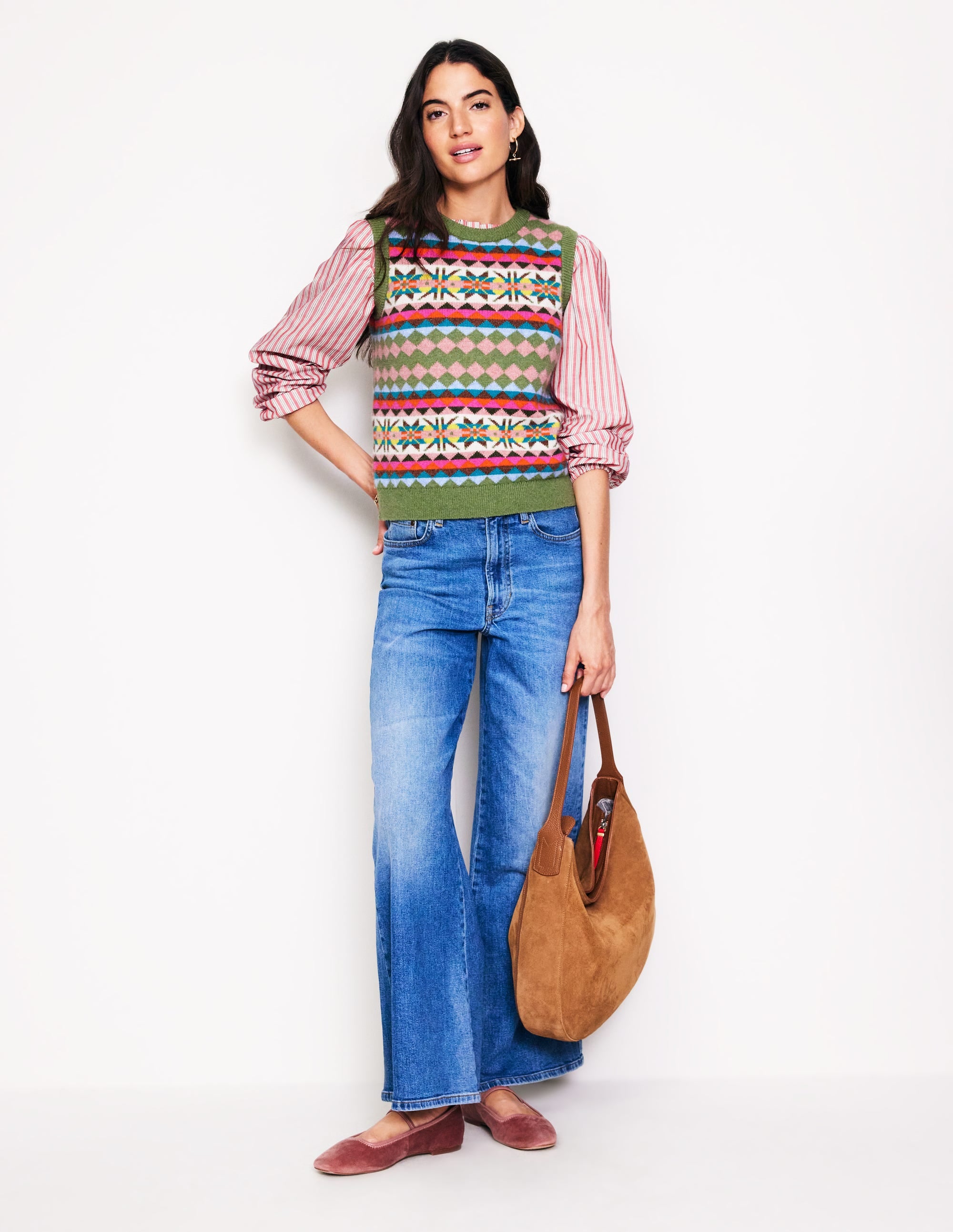 Edie Fair Isle Tank-Green Heritage Fair Isle - Image 4