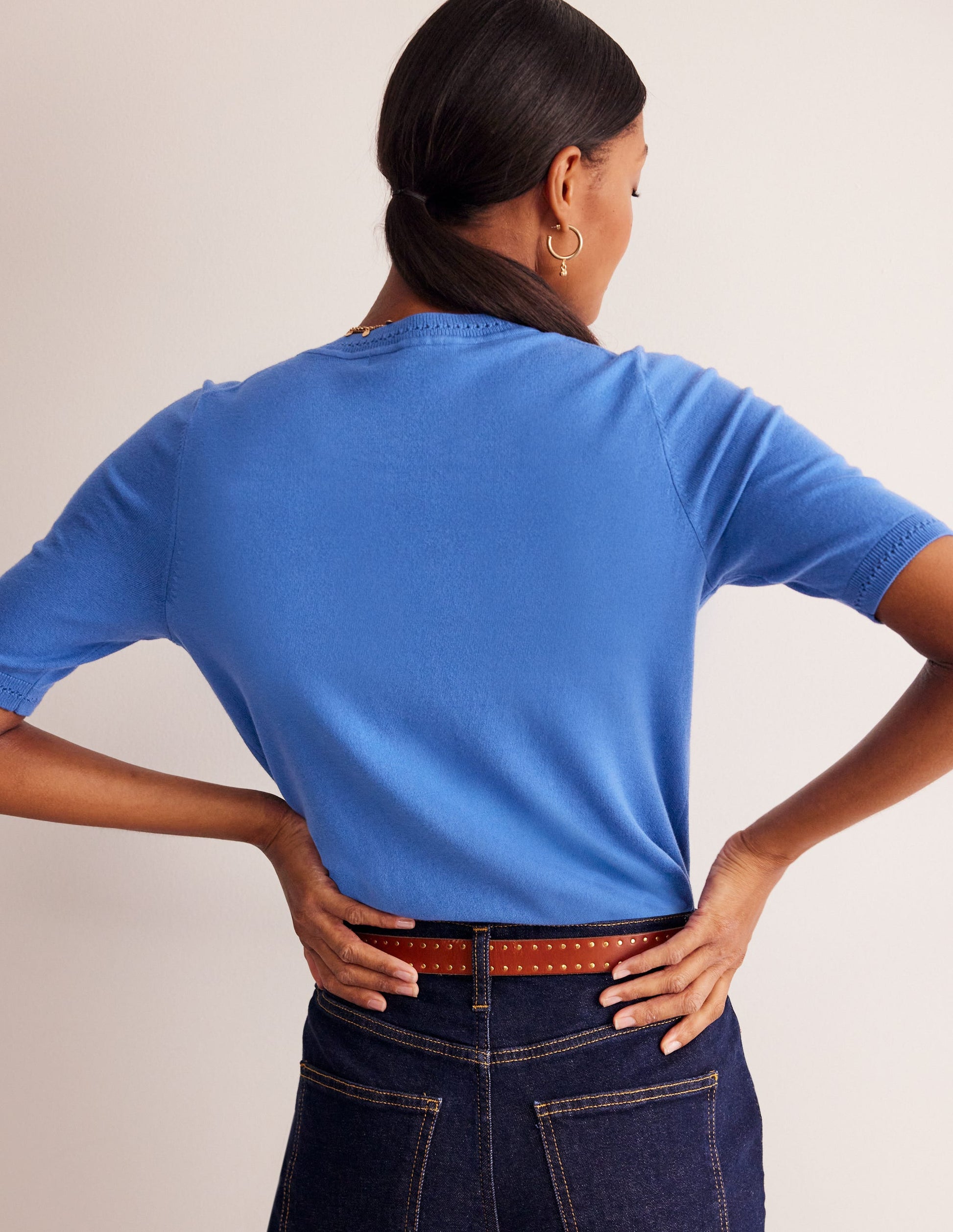 Catriona Cotton Crew T-Shirt-Blue Jay-3