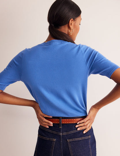 Catriona Cotton Crew T-Shirt-Blue Jay-3