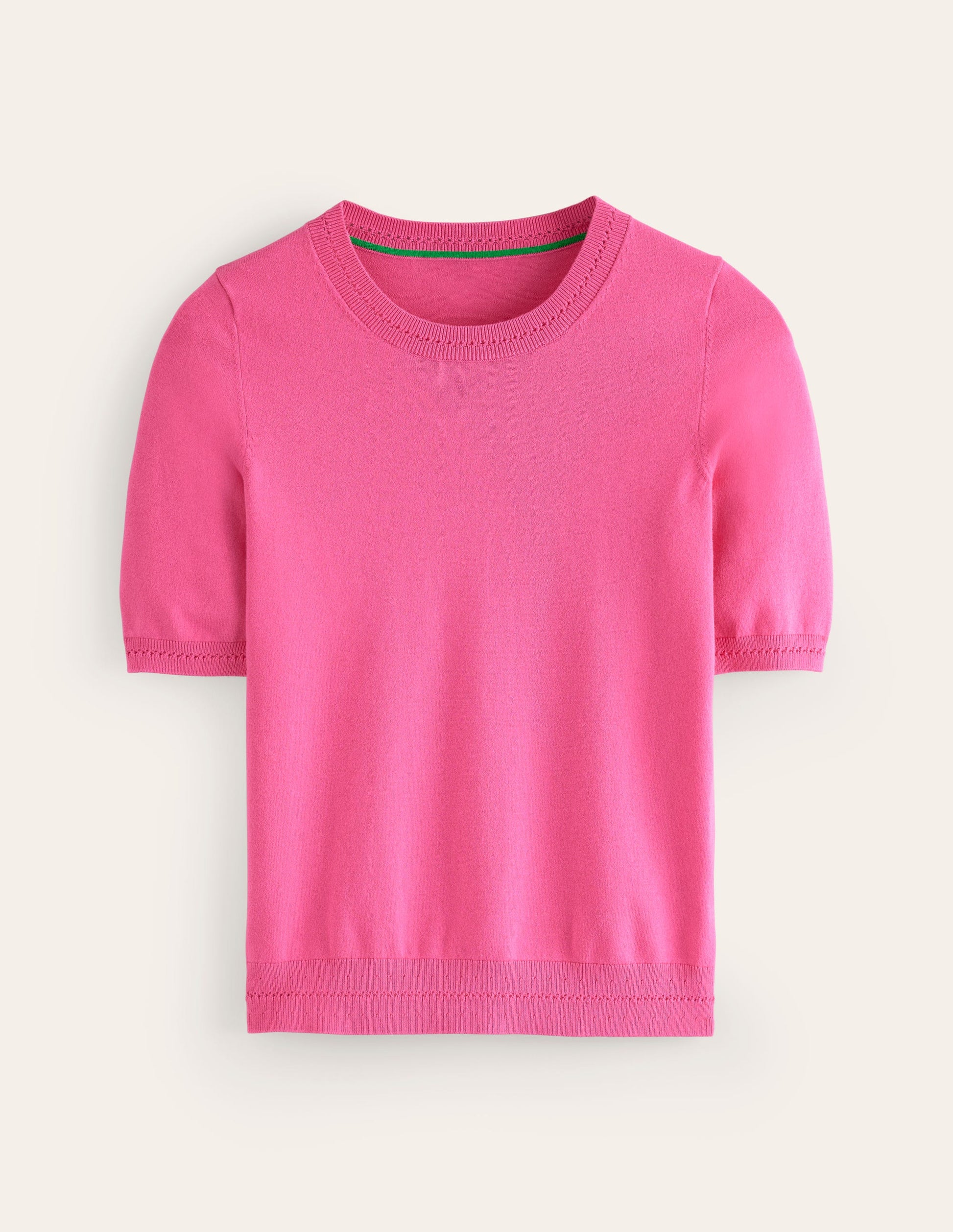 Catriona Cotton Crew T-Shirt-Carmine Rose Pink-2