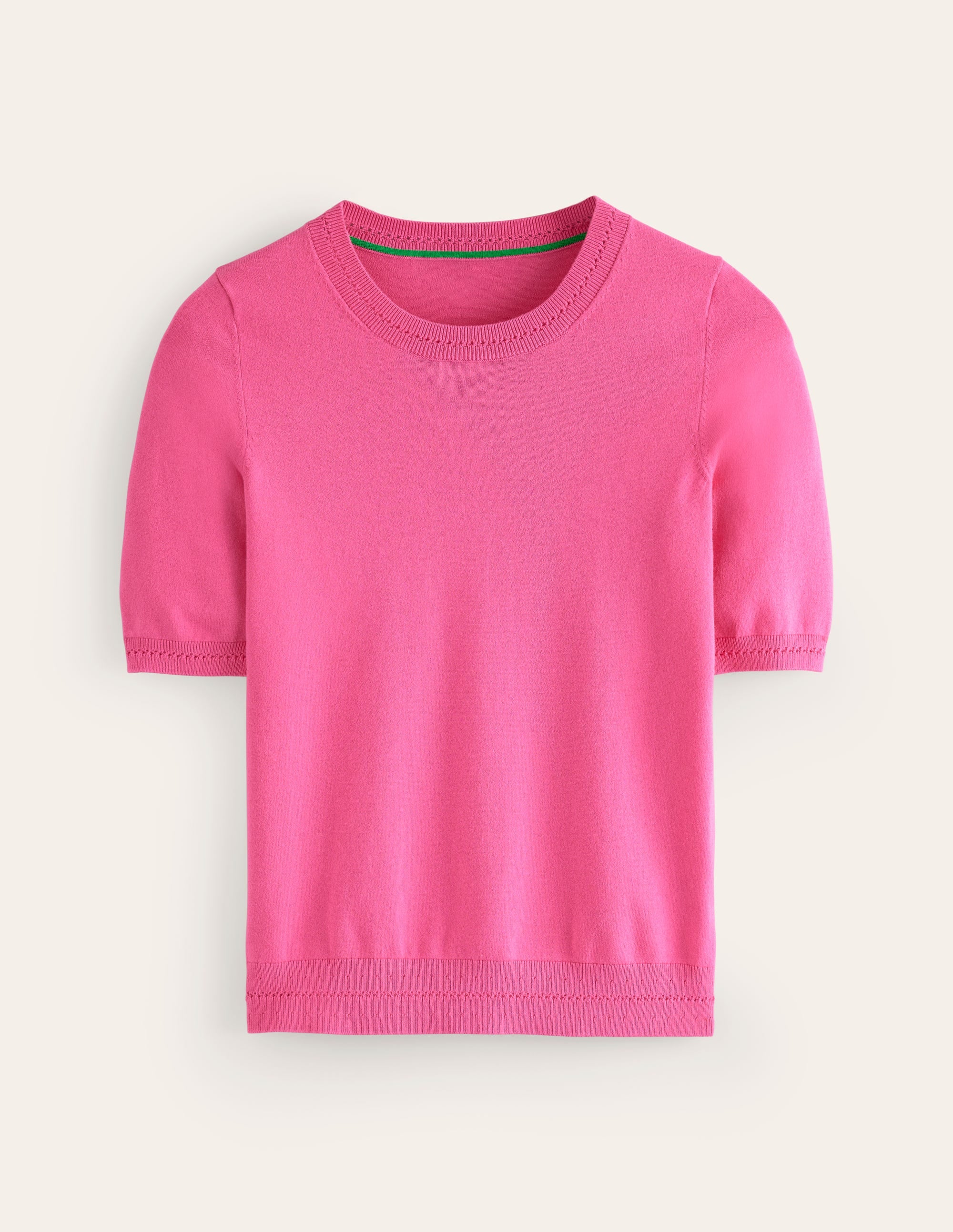 Catriona Cotton Crew T-Shirt-Carmine Rose Pink - Image 2