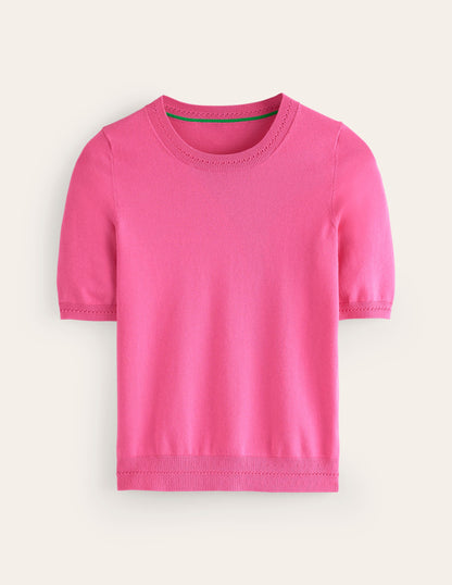 Catriona Cotton Crew T-Shirt-Carmine Rose Pink-2