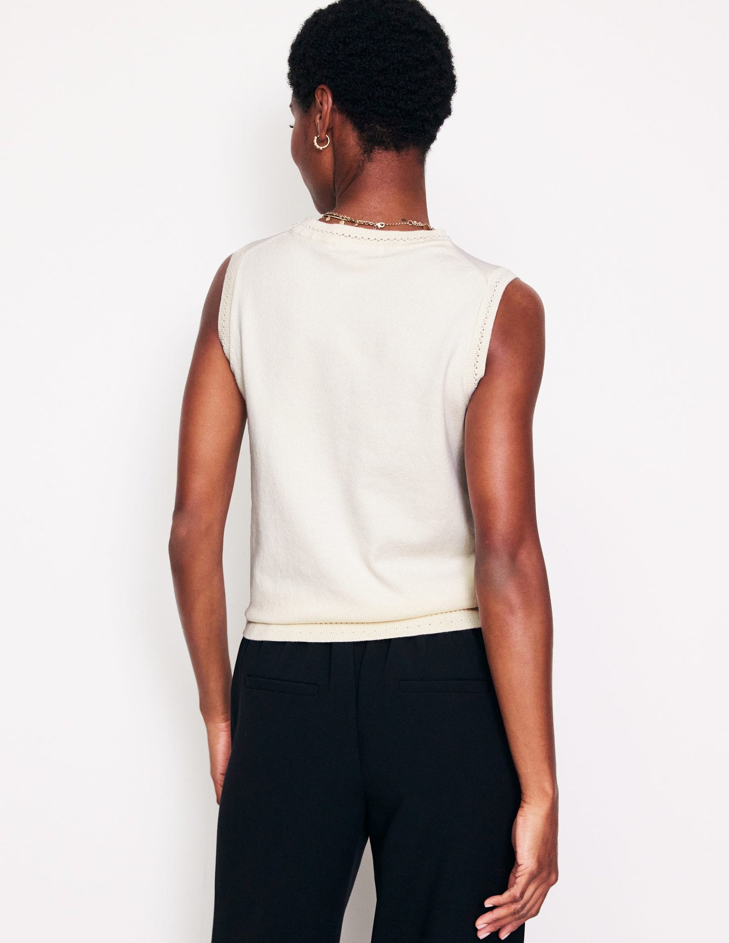 Catriona Crew Neck Cotton Tank-Warm Ivory