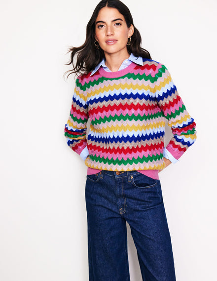 Fluffy Textured Stitch Jumper-Multi