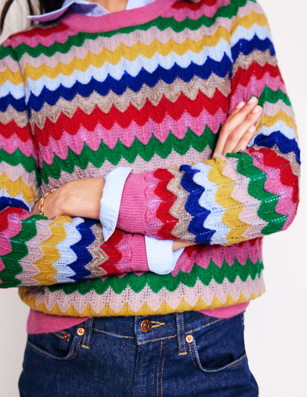 Fluffy Textured Stitch Jumper-Multi