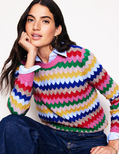 Fluffy Textured Stitch Jumper-Multi