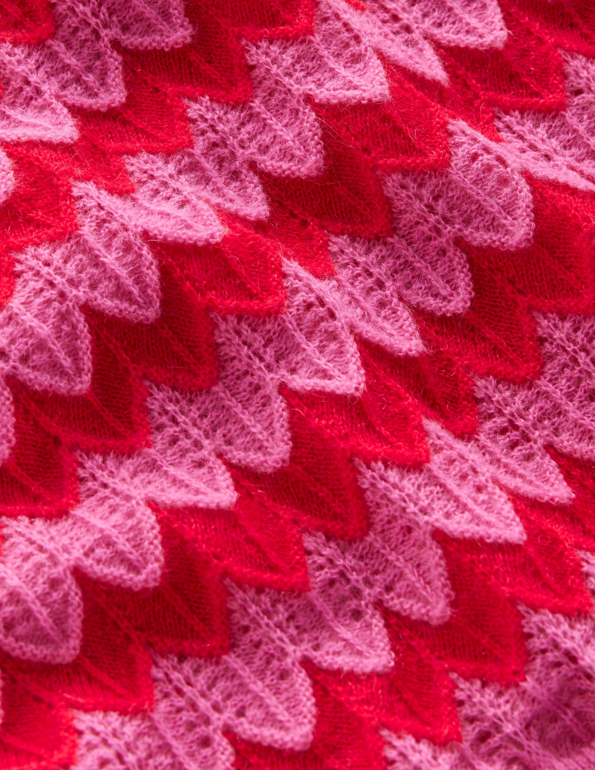 Fluffy Textured Stitch Jumper-Pink/ Red-6