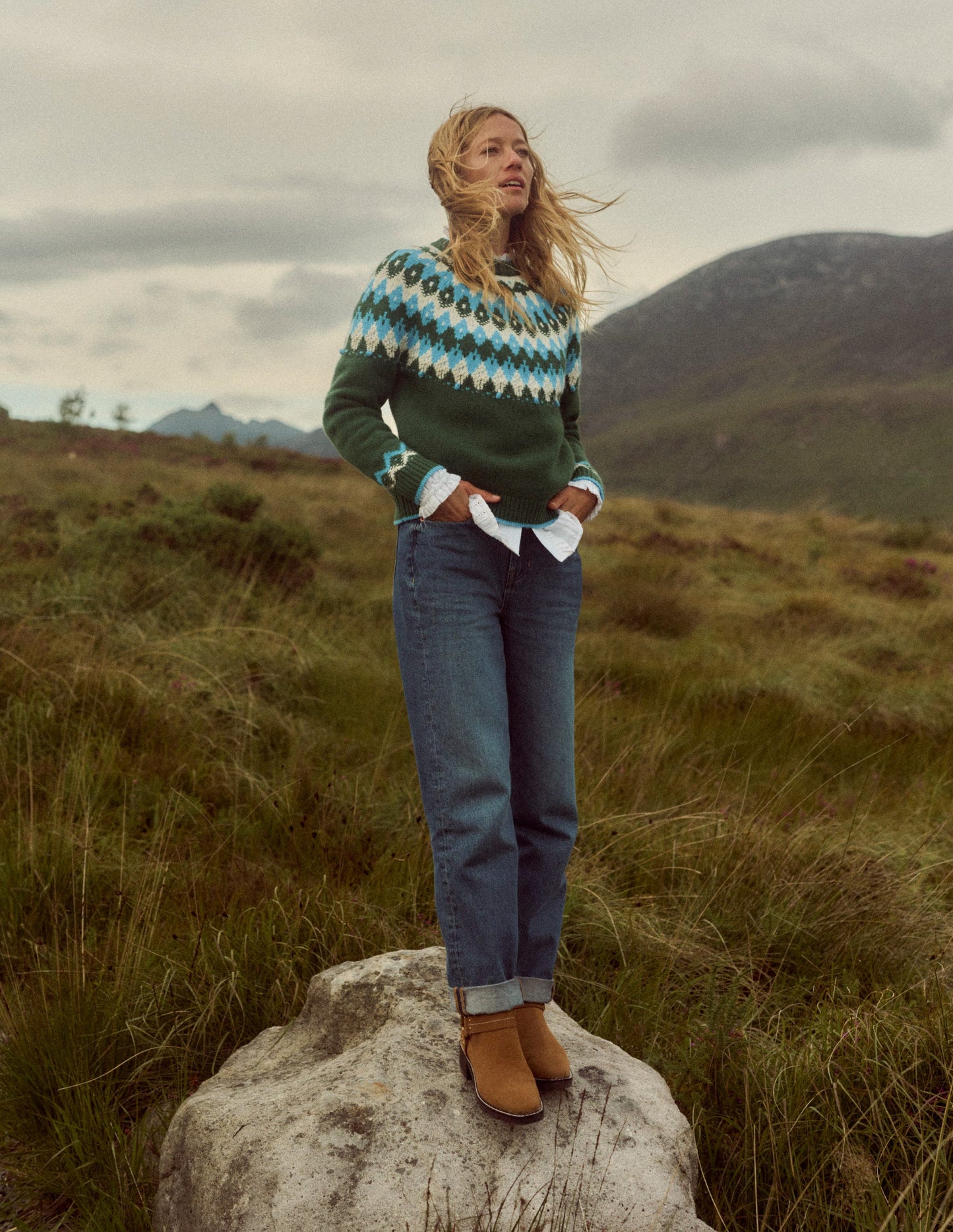 Eleanor Fair Isle Jumper-Pine Green