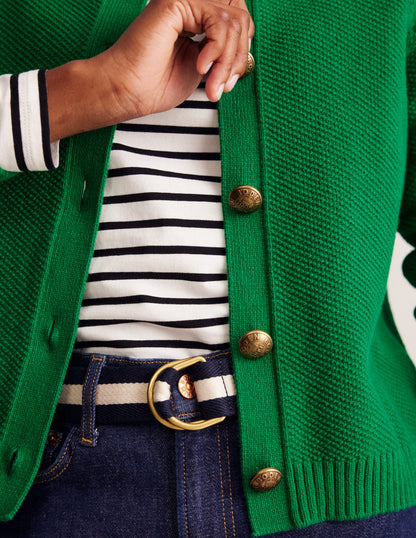 Collared Knitted Cardigan-Rich Emerald Green-2