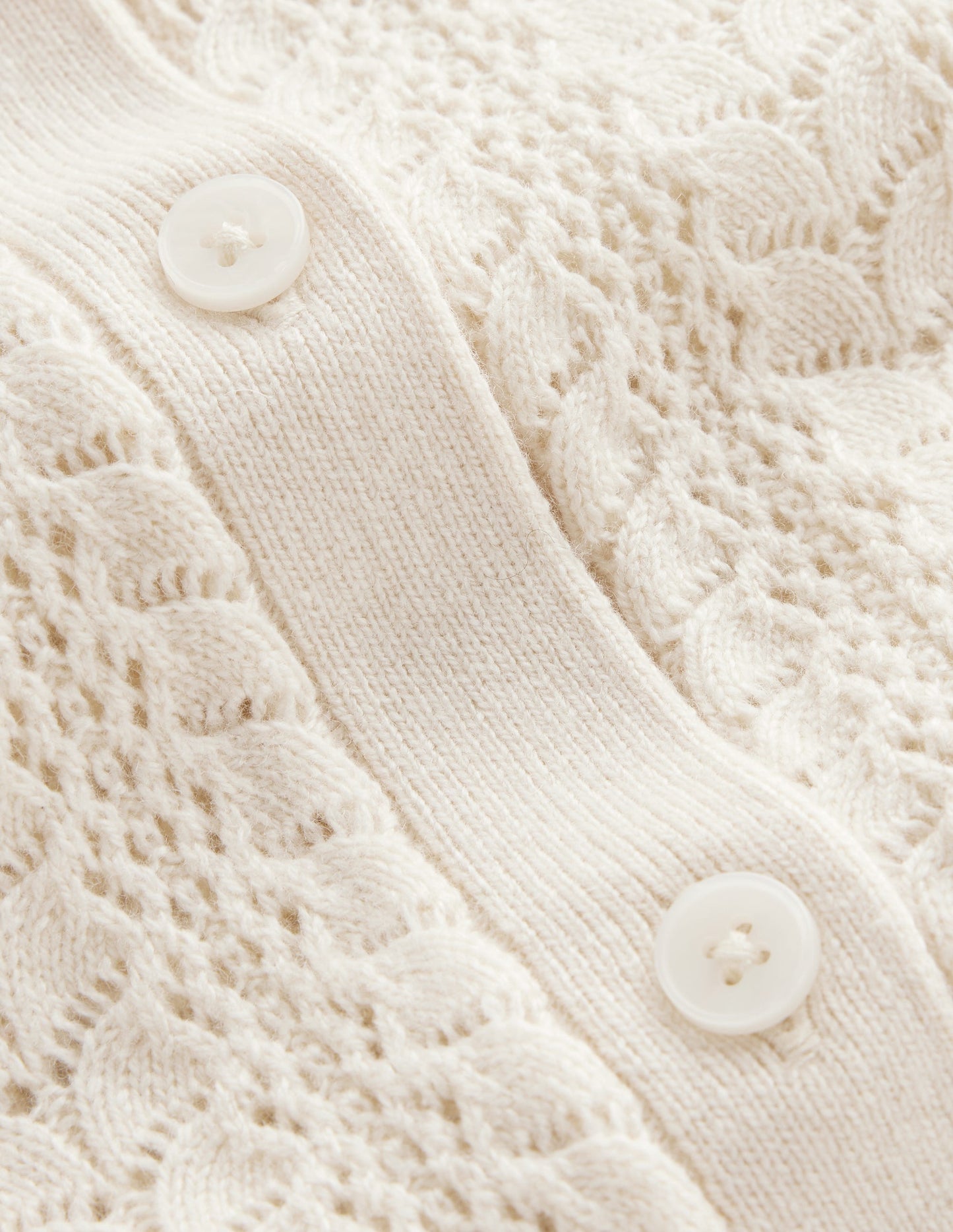 Tia Pointelle Frilled Cardigan-Warm Ivory