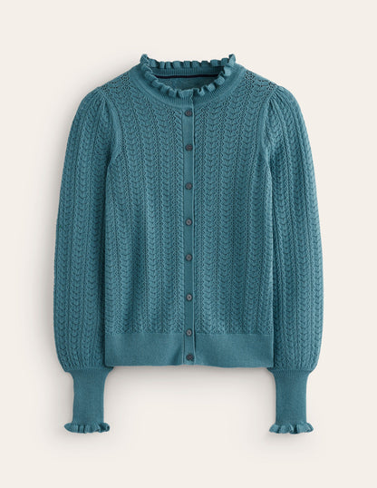 Tia Pointelle Frilled Cardigan-Blue Grass-5