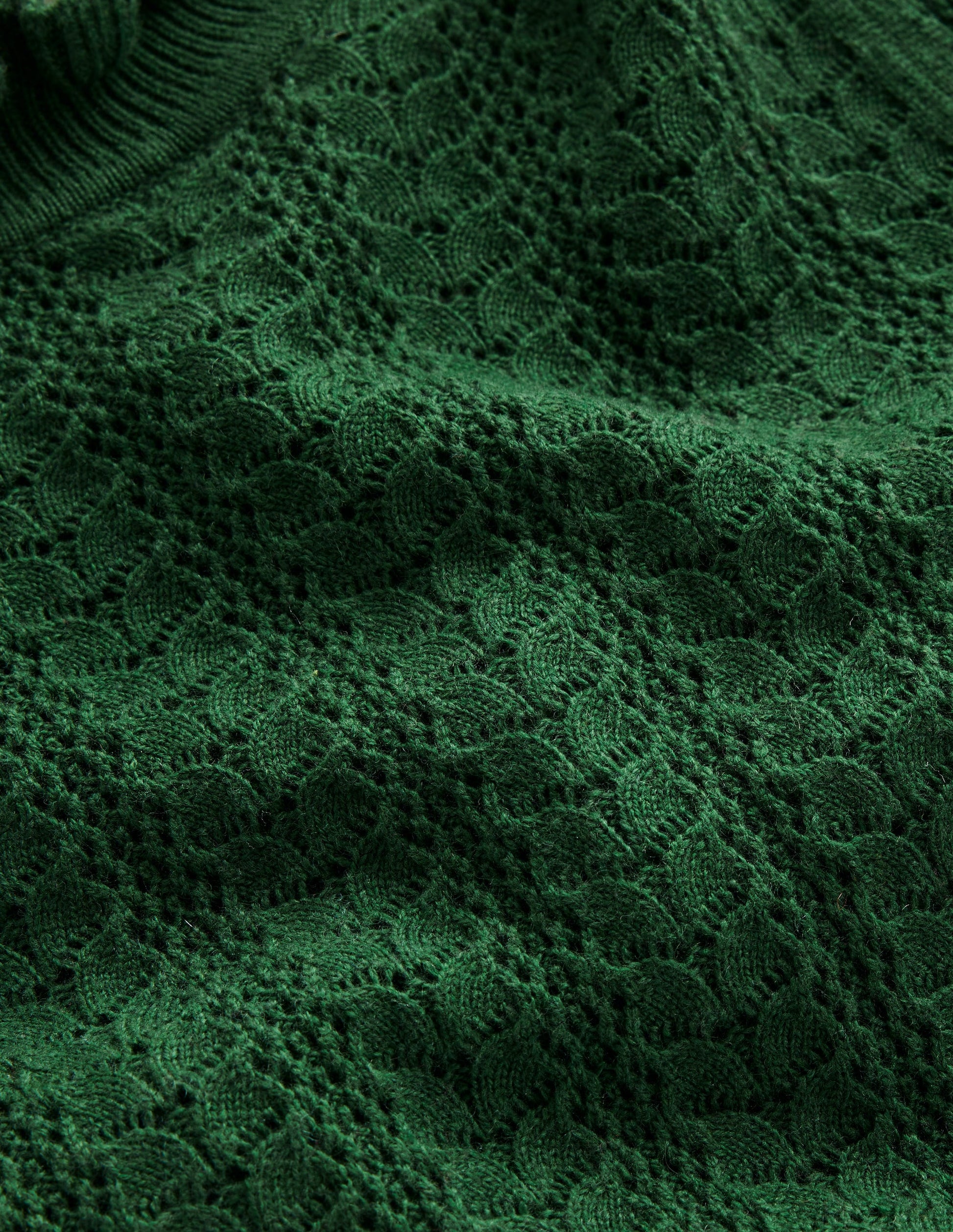 Tia Pointelle Frilled Jumper-Pine Green-6