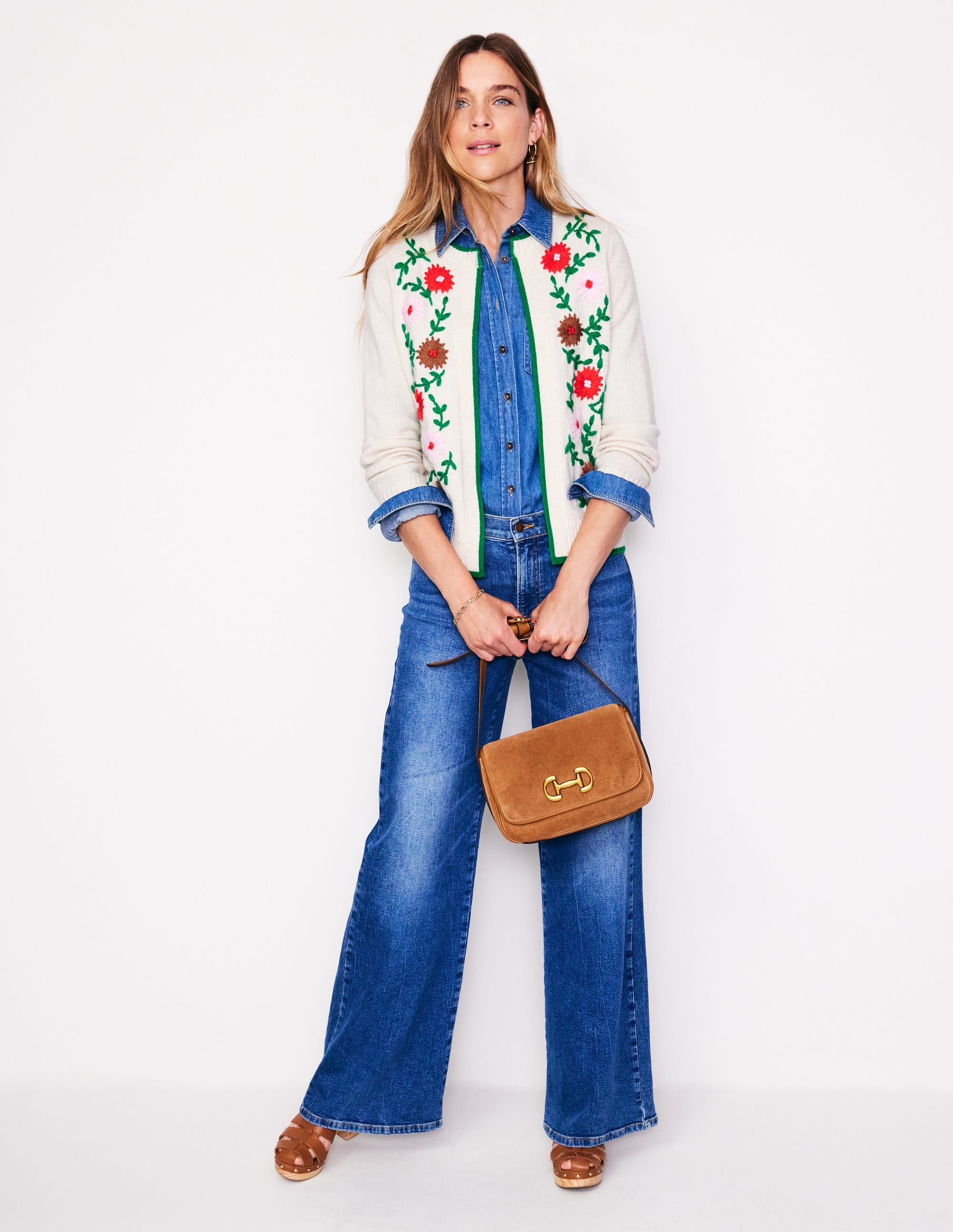 Flower Embroidered Cardigan-Warm Ivory - Image 4