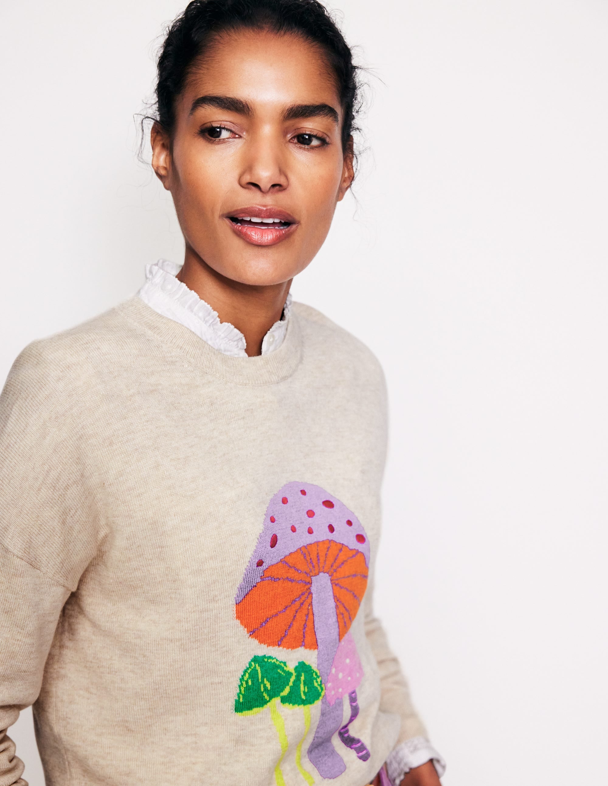 Natasha Novelty Jumper-Oatmeal, Mushrooms - Image 2
