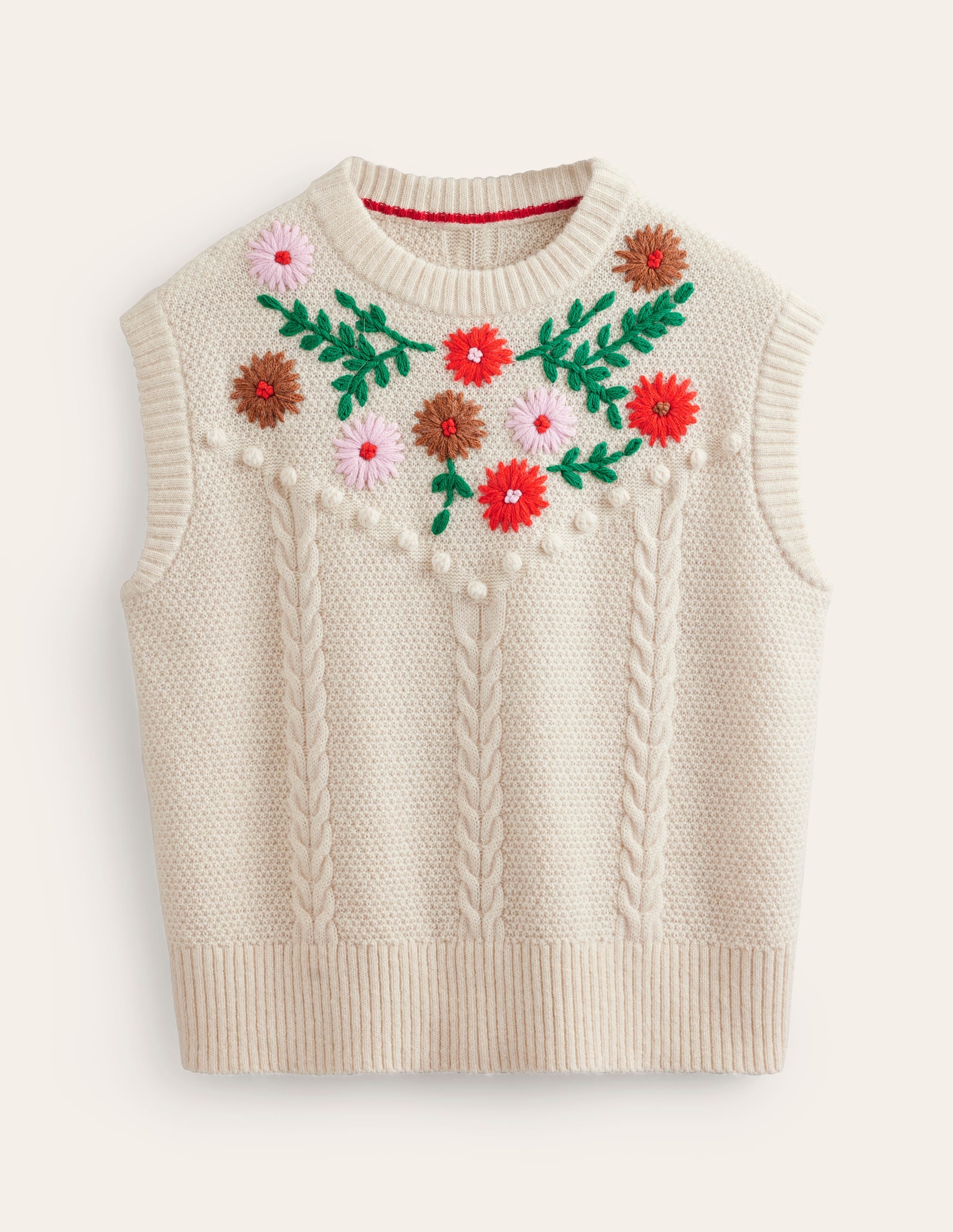 Embroidered Cable Tank-Warm Ivory - Image 6