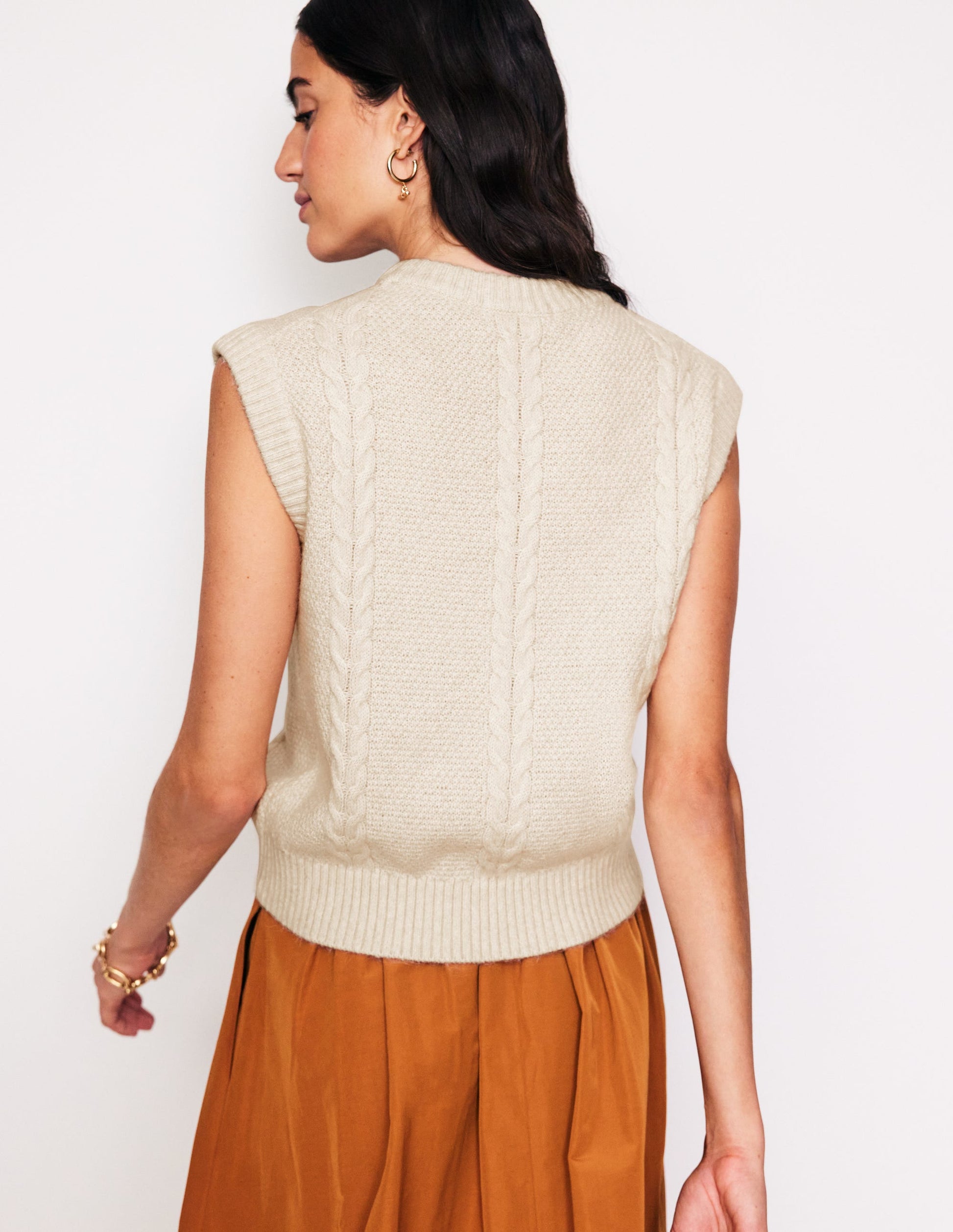 Embroidered Cable Tank-Warm Ivory-3