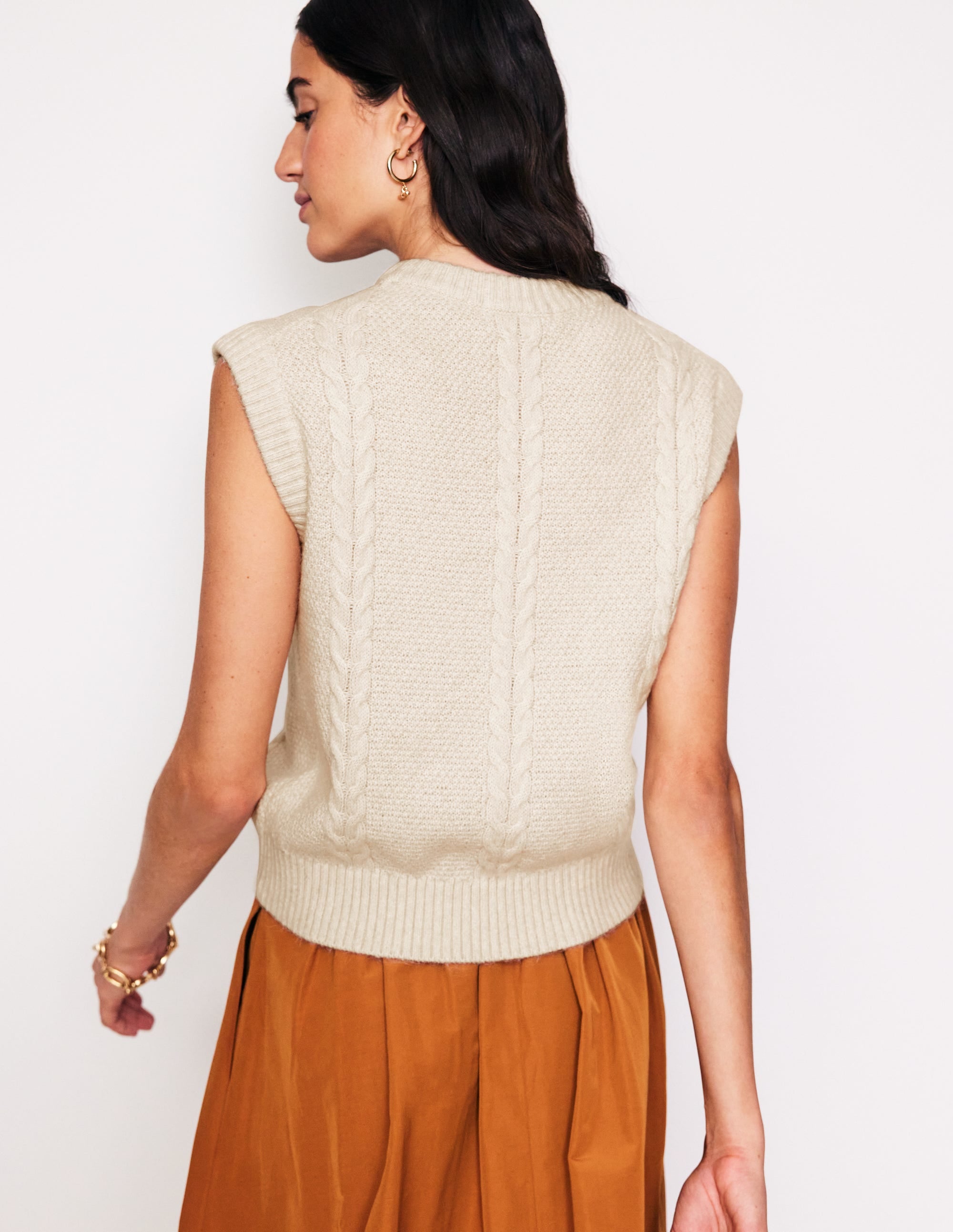 Embroidered Cable Tank-Warm Ivory - Image 3