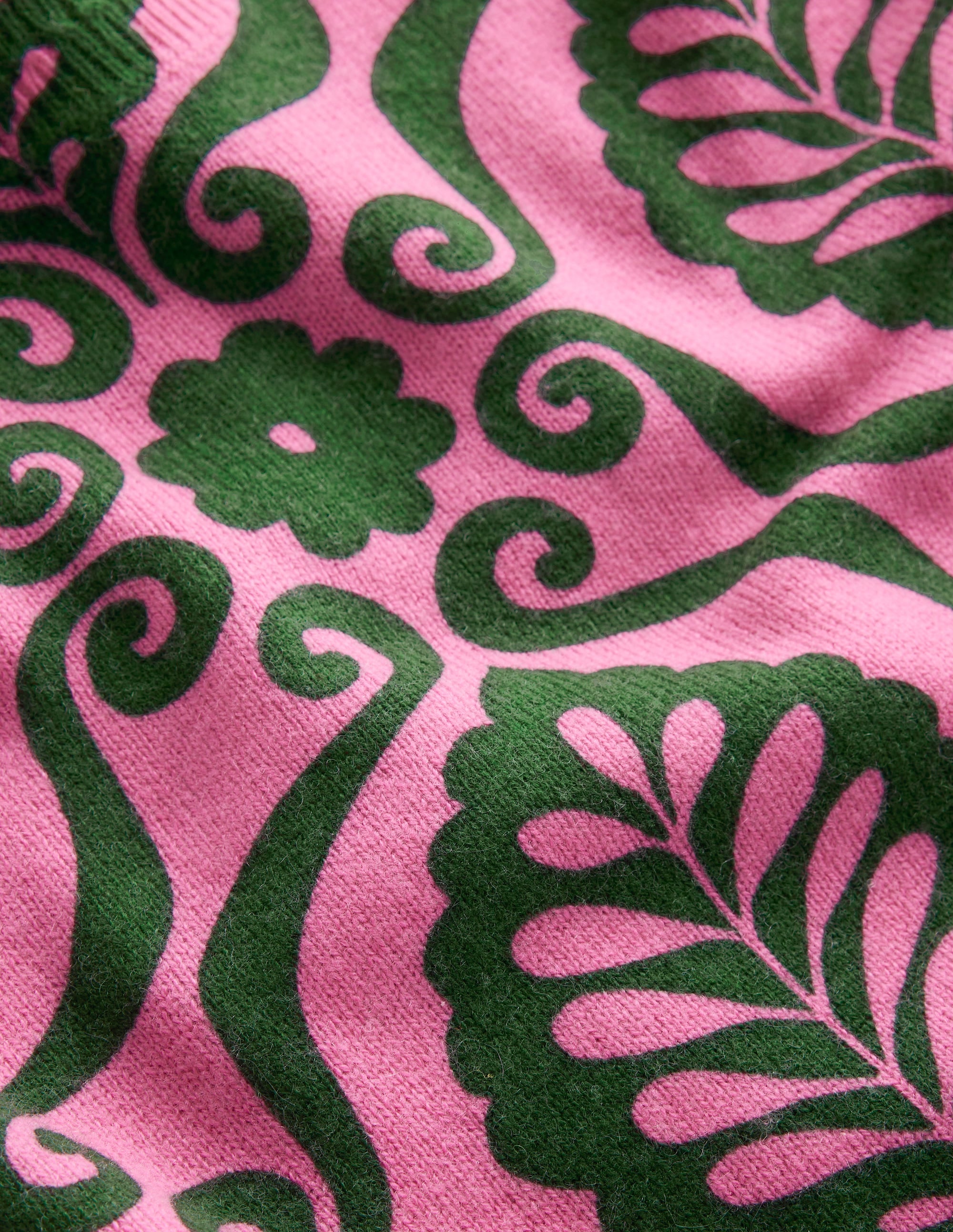 Eva Cashmere T-Shirt-Party Pink, Foliage Stamp - Image 6